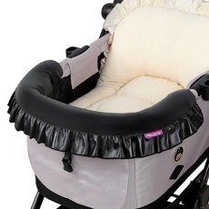 Manito 寵物狗推車智能防撞保護墊, 荷葉邊黑色, 1個