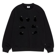 오티디 프리미엄 텐타 덤블 기모 오버핏 검은고양이 보온 맨투맨 OT31001