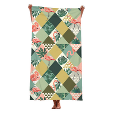 大型沙灘游泳浴巾 90 x 180 cm, 1個, 森林與紅鶴