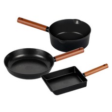 드림셰프 오슬로 인덕션 크리엠 티타늄 프라이팬 세트 3개, 블랙, 프라이팬 24cm + 다용도팬 20cm + 계란말이팬, 1세트
