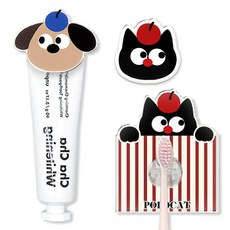 Golden Rabbit C 角色牙刷牙膏架 3件組 8 x 9.6 cm, 1套, 黑色