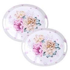 Marketpio 廚房手柄花朵橢圓托盤, 類型1, 2個