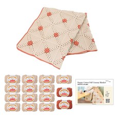 Yarna Happy Cotton 泡芙祖母方格毯 DIY 套組 704 淺米色 13入 + 707 復古玫瑰磚色 2入 + 紙本織圖組合, 1套, 704 淺米色, 707 復古玫瑰磚色(毛毯)