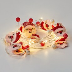 BUTTERSHOP 聖誕老人布質LED燈串 電池款 2m, 1個, 白色 + 紅色