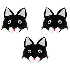 파티공구 부직포 동물모자, 고양이, 3개