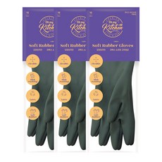 오마이키친 라텍스 소프트 팔목 고무장갑 양손 세트, 딥그린, 중(M), 3개