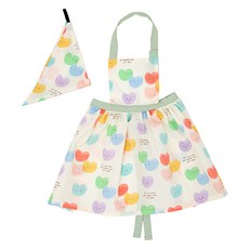 세맘스 여아용 프릴 앞치마 + 두건 세트