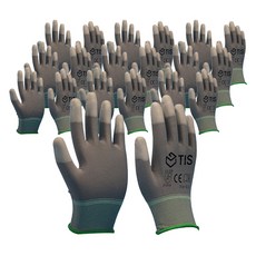 TIS PU 指尖塗層安全手套 雙手組, 10套, 單一顏色