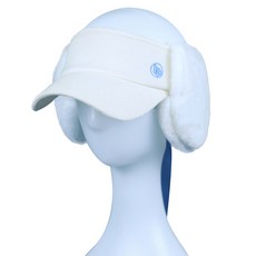 lupeo 女用高爾夫防寒毛絨可拆卸護耳蝴蝶結遮陽帽, 白色白毛絨護耳, 1個