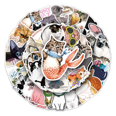 특별한 상점 방수 pvc 스티커 노트북 캐리어 다이어리 꾸미기 50종 세트, 캣츠, 1세트