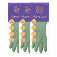 오마이키친 라텍스 소프트 팔목 고무장갑 양손 세트, 파스텔민트, 중(M), 3개