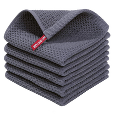 Living Heaven 純棉蜂巢掛環手巾, 5個, 灰色