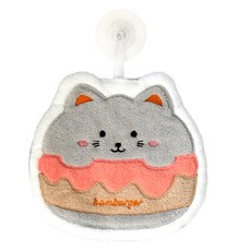 푸트로랩 귀여운 애니멀 페이스 햄버거 걸이식 핸드 타월, 그레이, 1개