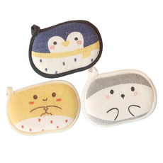 푸트로랩 부드러운 극세사 스펀지 목욕 타올 3종 세트, 네이비 블루, 그레이, 옐로우, 1세트