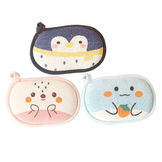 푸트로랩 부드러운 극세사 스펀지 목욕 타올 3종 세트, 네이비 블루, 블루, 핑크, 1세트