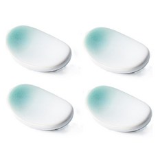 달콤밍 도자기 세라믹 수저 받침 홀더, 화이트 그린, 4개