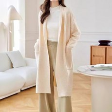 아뗄릭 여성용 소프트 루즈핏 사이드 포켓 롱 가디건 05089