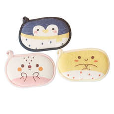 부드러운 극세사 스펀지 목욕 타올 3종 세트, 네이비블루, 핑크, 옐로우, 1세트