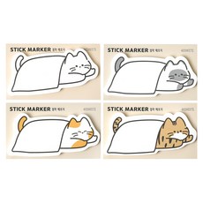 棉被貓咪便條紙 4款 x 40張組合, 白色 + 灰色 + 橘色 + 棕色, 1套