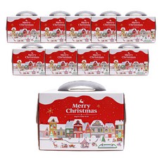 中央包裝 聖誕節蛋糕盒 2號 村莊 含底座, 10個, 混合色