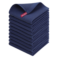 Living Heaven 純棉蜂巢掛環手巾, 10個, 海軍藍