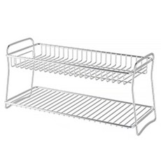 THE ZAKKA 多用途廚房迷你瀝水架 寬版, 銀色, 1個, 2層