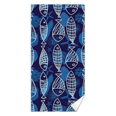 특대형 수영 바스 비치 타월 90 x 180 cm, 물고기 떼, 1개