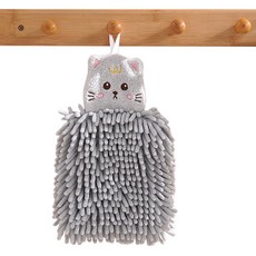 귀여운 동물 모양 보들 보들 핸드 타월, 그레이, 1개