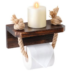 Mondspot 浴室木質繩索麻繩衛生紙架, 1個, 棕色