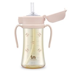 토비앤몰리 유아용 PPSU 원터치락 빨대컵, 280ml, 1개, 돗람이핑크