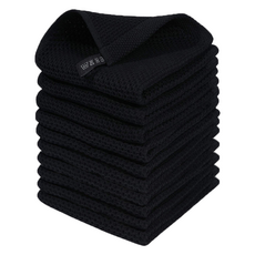 Living Heaven 純棉蜂巢掛環手巾, 10個, 黑色