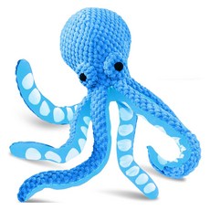LuckyPetter 狗狗章魚啾啾拉扯遊戲玩具, 章魚藍色, 1個