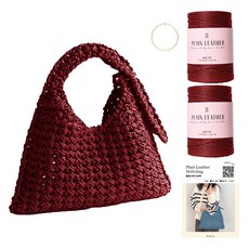 yarna 플레인레더 플레인레더 2p + 오픈형 컬러 오링 클립형 라지 아이보리 + 인쇄도안 DIY패키지, 18 레드와인, 1세트