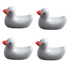 可愛鴨子陶瓷筷架, 4個, 灰色