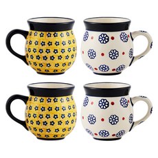 PAWIE Jalipie 甕形禮物包裝馬克杯 4入組, 1套, 黃色 + 白色