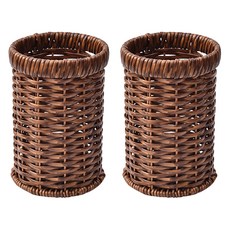 美式復古風籐編圓筒餐具筒 RK2264, 單一顏色, 2個