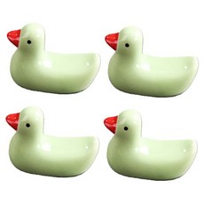 可愛鴨子陶瓷筷架, 4個, 綠色