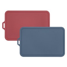 SiliconStory 白金矽膠雙面砧板 珊瑚紅 + 粉藍色 2件組, 1套, 砧板2件