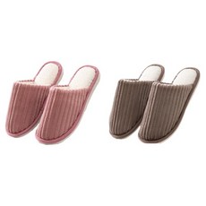 플라카 여성용 포근한 털 실내화 2종 세트, 레드 + 브라운, 1개