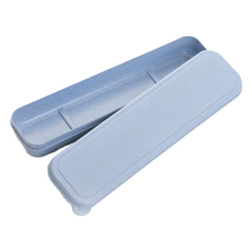 北歐風彩色便攜式餐具收納盒 21cm, 1個, 藍色