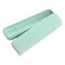 北歐風彩色便攜式餐具收納盒 21cm, 1個, 綠色