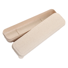 北歐風彩色便攜式餐具收納盒 21cm, 1個, 米色