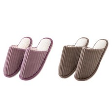 플라카 여성용 포근한 털 실내화 2종 세트, 핑크 + 브라운, 1개