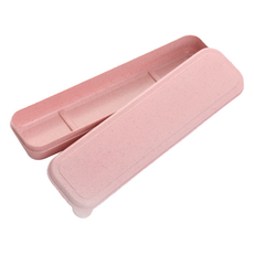 北歐風彩色便攜式餐具收納盒 21cm, 1個, 粉紅色