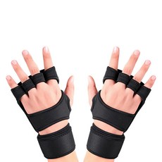 The해피앤 運動護腕健身手套 雙手組, 黑色, 1套