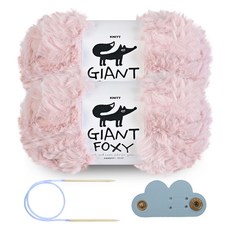 니뜨 자이언트 폭시 100g 뜨개실 2p + 줄바늘 8mm + 케이블홀더 세트, 1세트, 09 인디라이트핑크