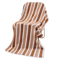 超大條紋淋浴沙灘浴巾 90 x 180cm, 棕色, 1個