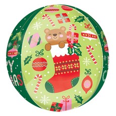 anagram 漸層聖誕小熊鋁箔氣球 40cm, 綠色, 1個