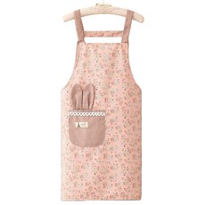 Sea of B 碎花兔子寬版繫帶圍裙, 1個, 粉紅色