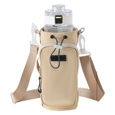 保溫杯水壺斜背包, 1個, 米色